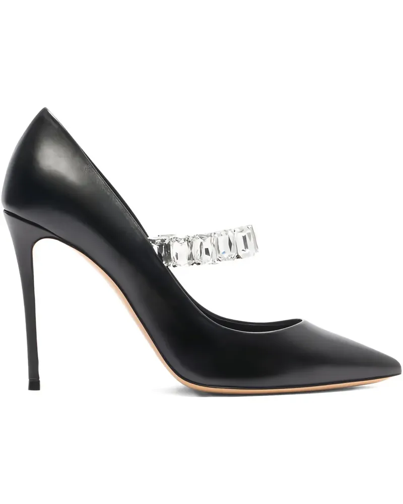 Casadei Spitze Julia Minorca Pumps mit Kristallen 100mm - Schwarz Schwarz