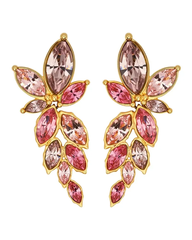 Oscar de la Renta Navette Hänge-Ohrclips mit Kristallen - Gold Gold