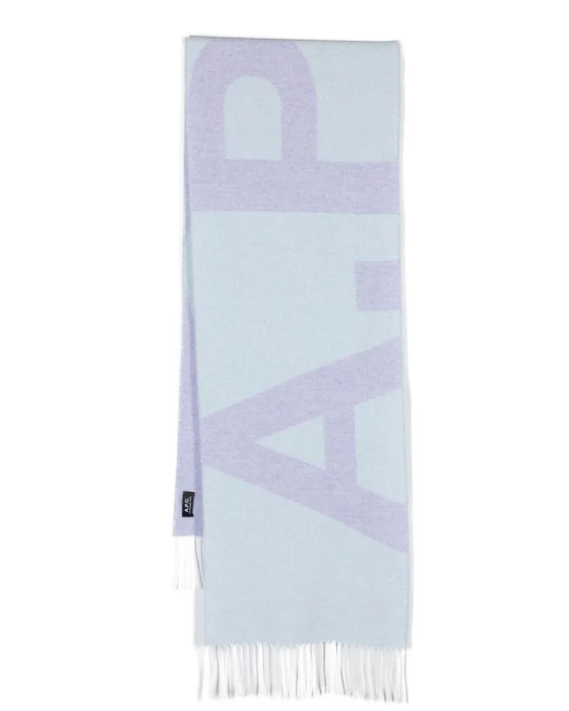 A.P.C. Schal mit Intarsien-Logo Blau