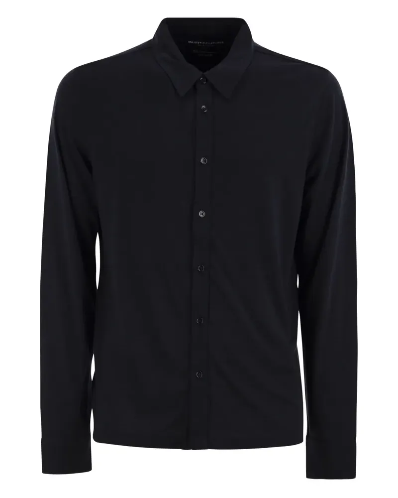Majestic Langärmeliges Hemd - Blau Blau