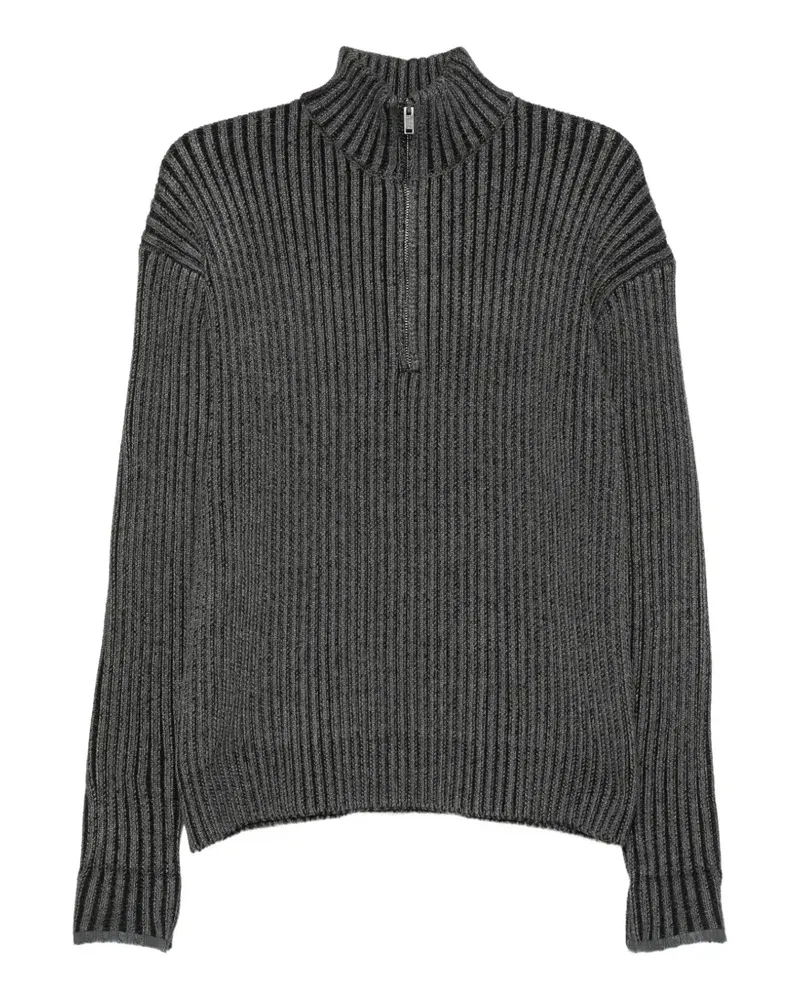 RAINS Gerippter Pullover mit Viertelreißverschluss - Grau Grau