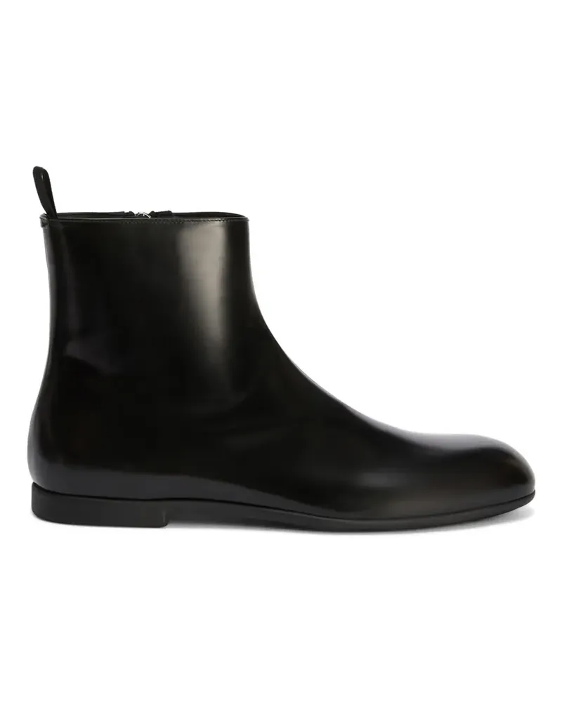 Jil Sander Knöchelhohe Lederstiefel - Schwarz Schwarz