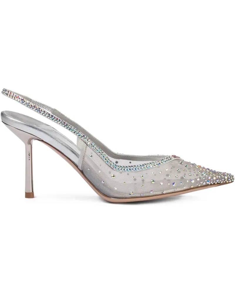 Le Silla Nicole Slingback-Pumps mit Kristallen 80mm - Silber Silber