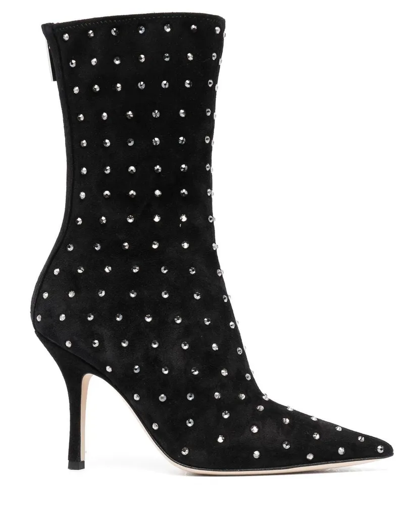 Paris Texas Stiefel mit Kristallen 100mm - Schwarz Schwarz