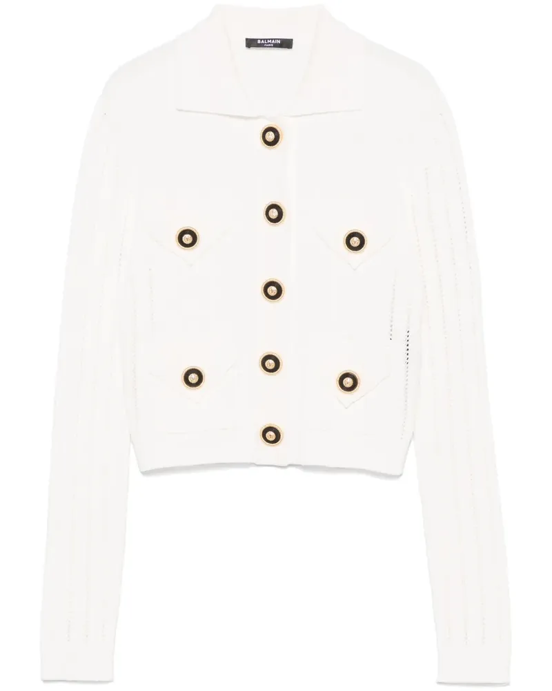 Balmain Gerippter Cardigan - Weiß Weiß