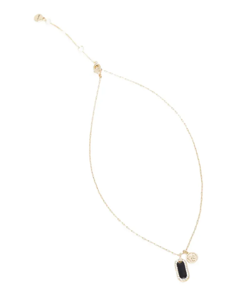 DKNY logo-pendant crystal-embellished necklace - Gold Gold