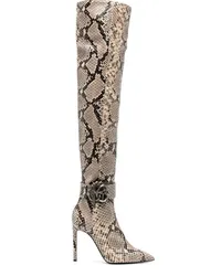 Roberto Cavalli Lederstiefel mit Python-Prägung Nude