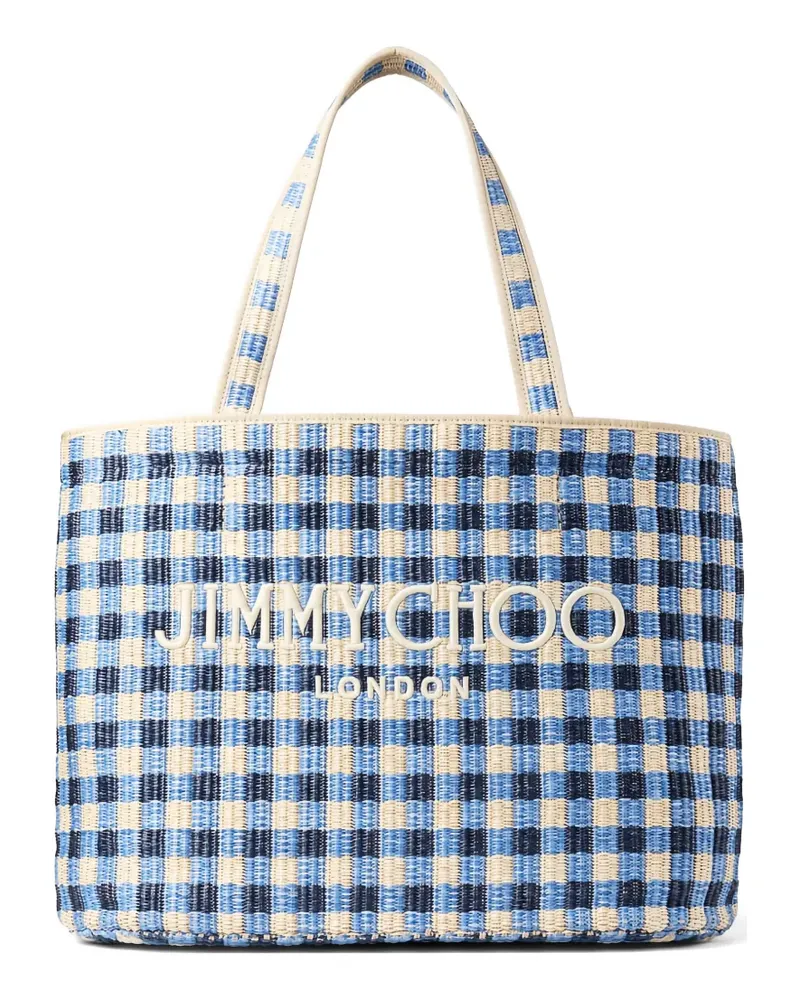 Jimmy Choo gingham-check tote bag - Blau Blau