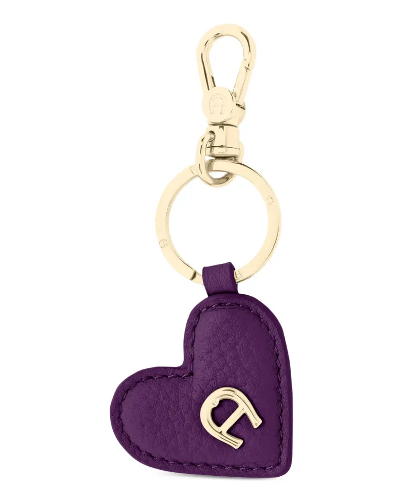 Aigner Schlüsselanhänger in Herzform mit Logo-Schild - Violett Violett