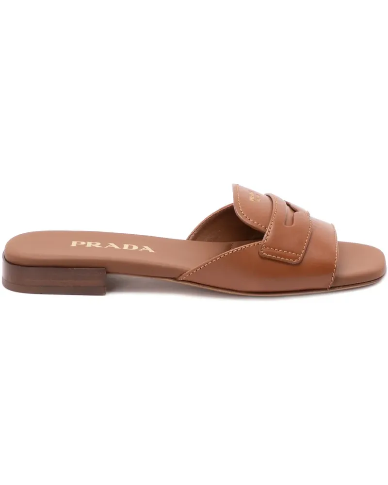 Prada leather logo-detail sandals - Braun Braun