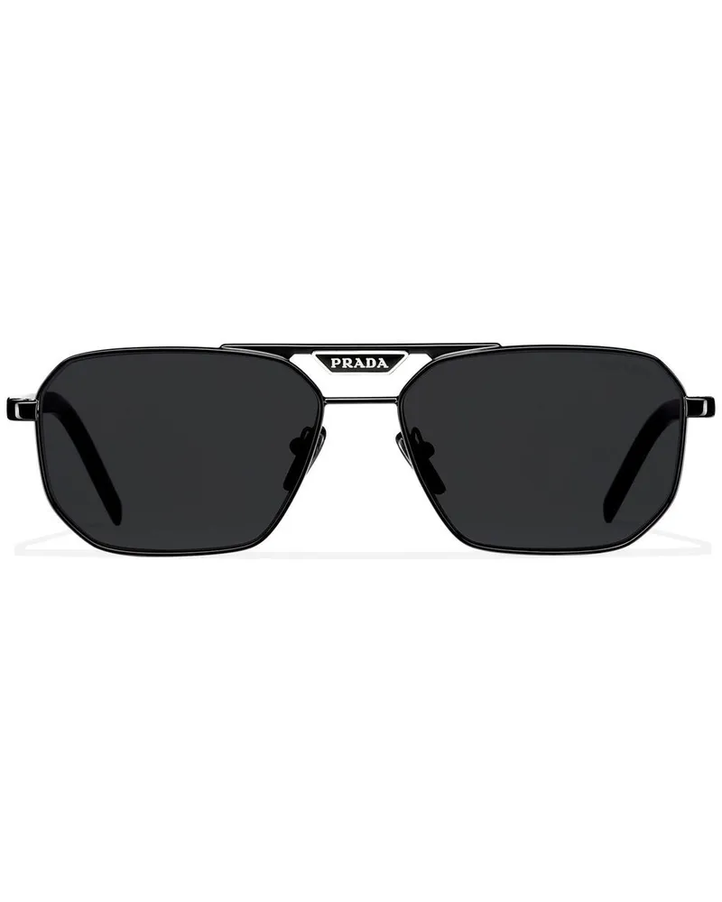 Prada Symbole Sonnenbrille mit geometrischem Gestell - Schwarz Schwarz