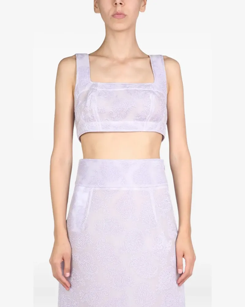 Jil Sander square-neck paisley-pattern top - Violett Violett