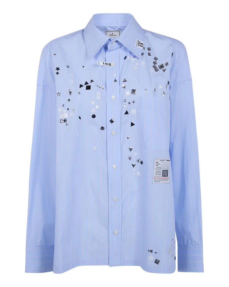 MIHARAYASUHIRO stud-embellished striped shirt - Blau Blau