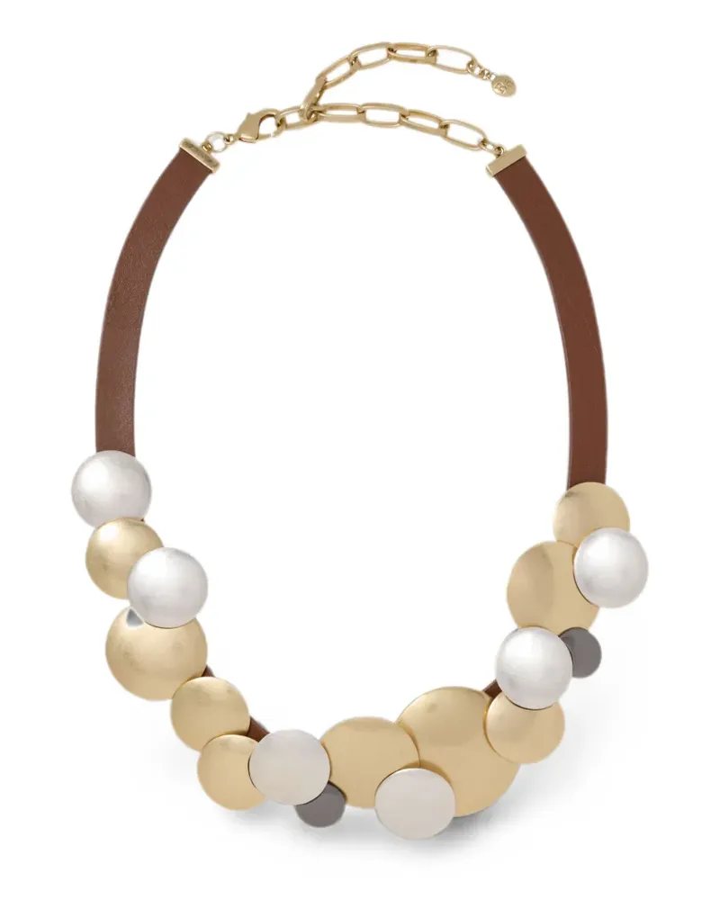 Roxanne Assoulin Lentil Disc leather necklace - Gold Gold
