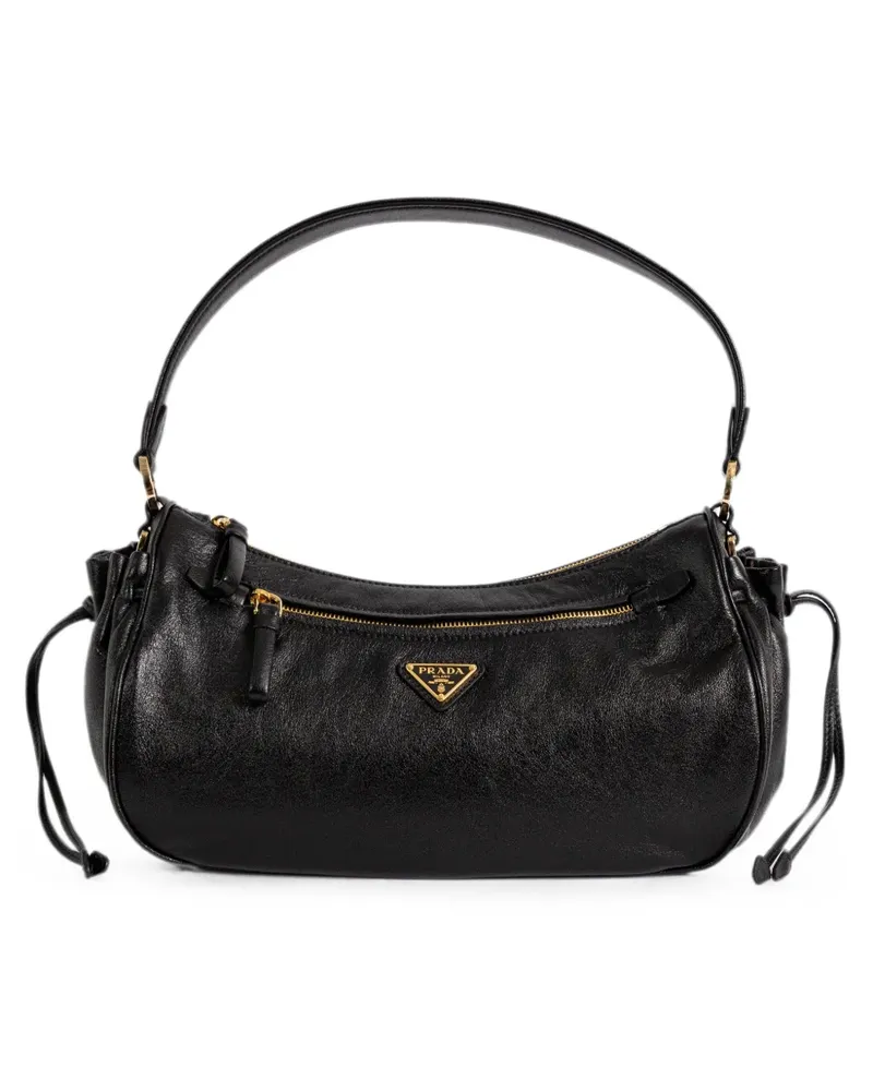 Prada Kleine Schultertasche mit Logo-Schild - Schwarz Schwarz