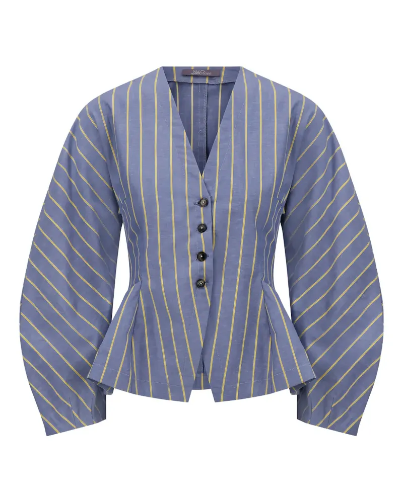 Lela Rose Bluse mit V-Ausschnitt - Blau Blau