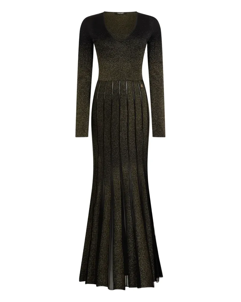Roberto Cavalli pleated V-neck dress - Schwarz Schwarz