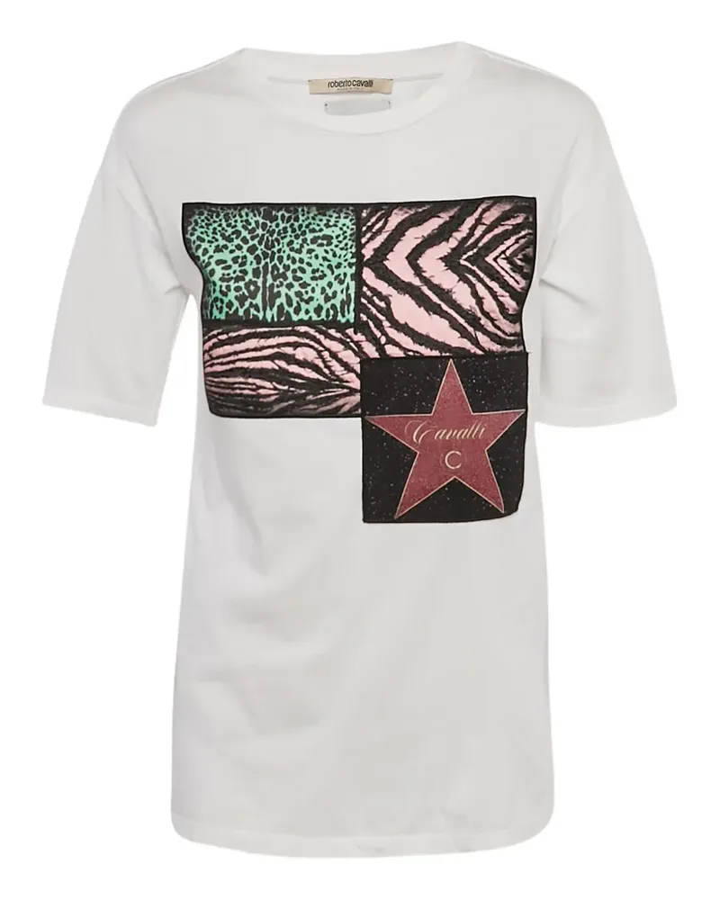 Roberto Cavalli Walk of Fame jersey logo T-shirt - Weiß Weiß