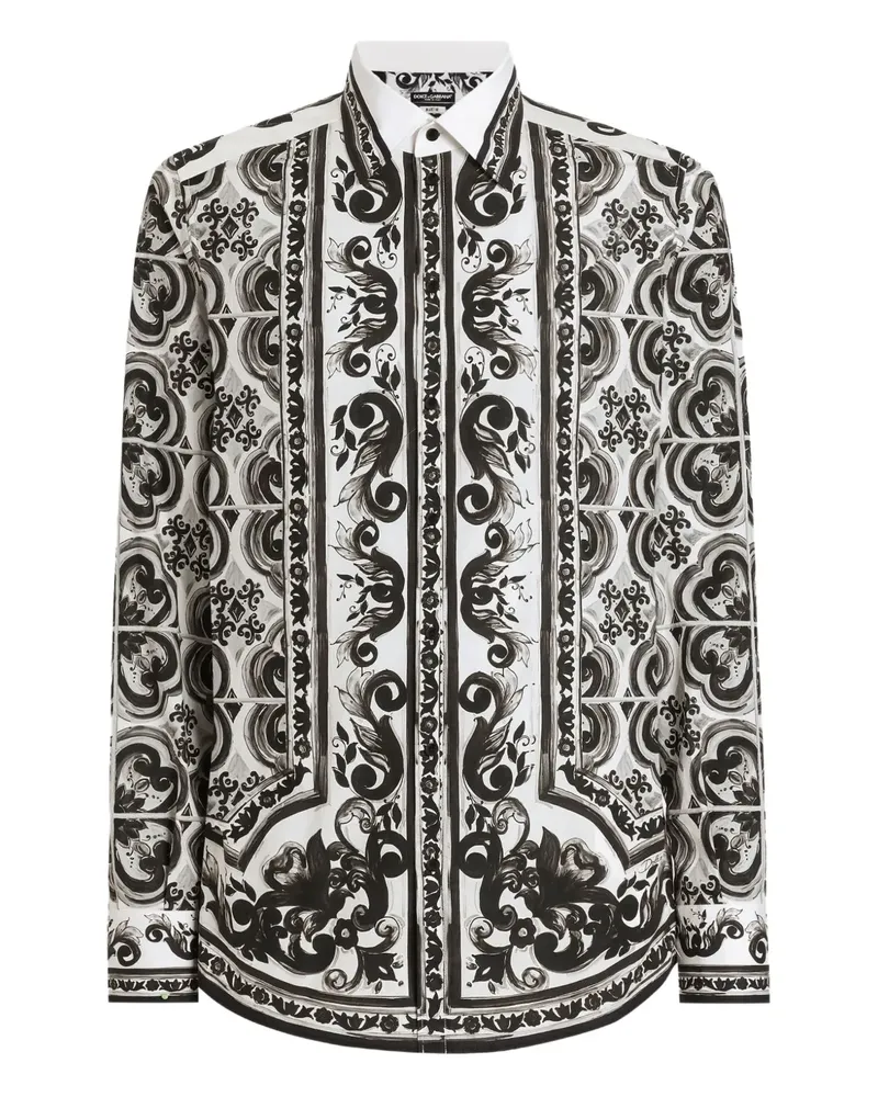 Dolce & Gabbana Martini Hemd mit Majolica-Print - Schwarz Schwarz