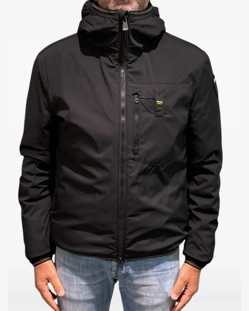 Blauer Derry Kapuzenjacke - Schwarz Schwarz