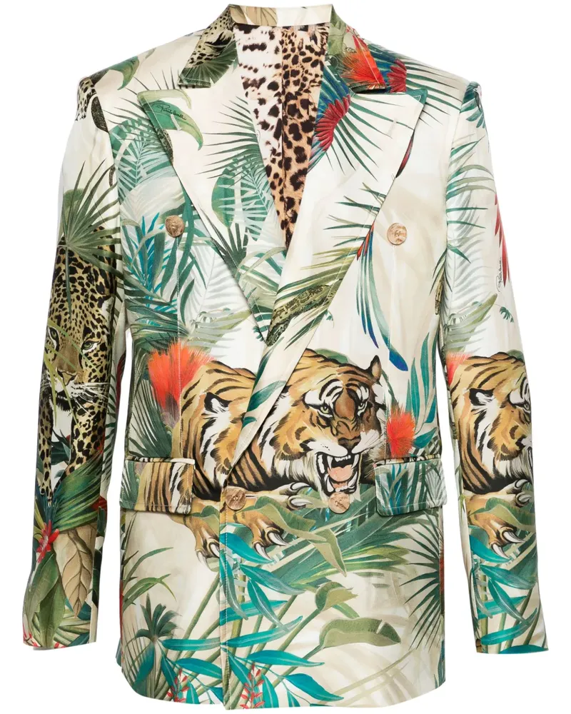 Roberto Cavalli Seidensakko mit Dschungel-Print - Nude Nude