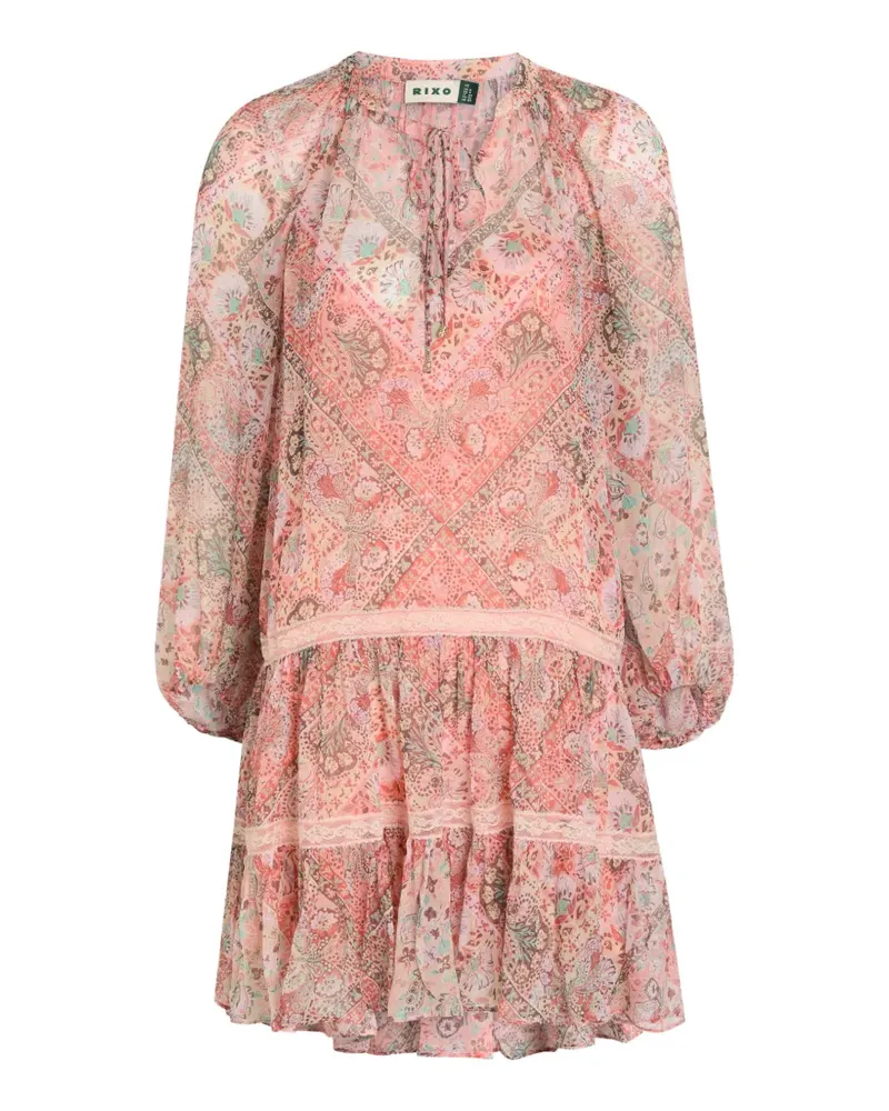 RIXO paisley-print ruffled mini dress - Rosa Rosa