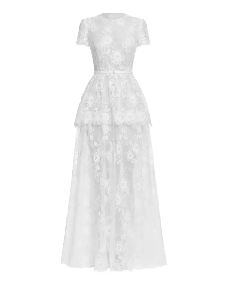 Self-Portrait lace tiered maxi dress - Weiß Weiß