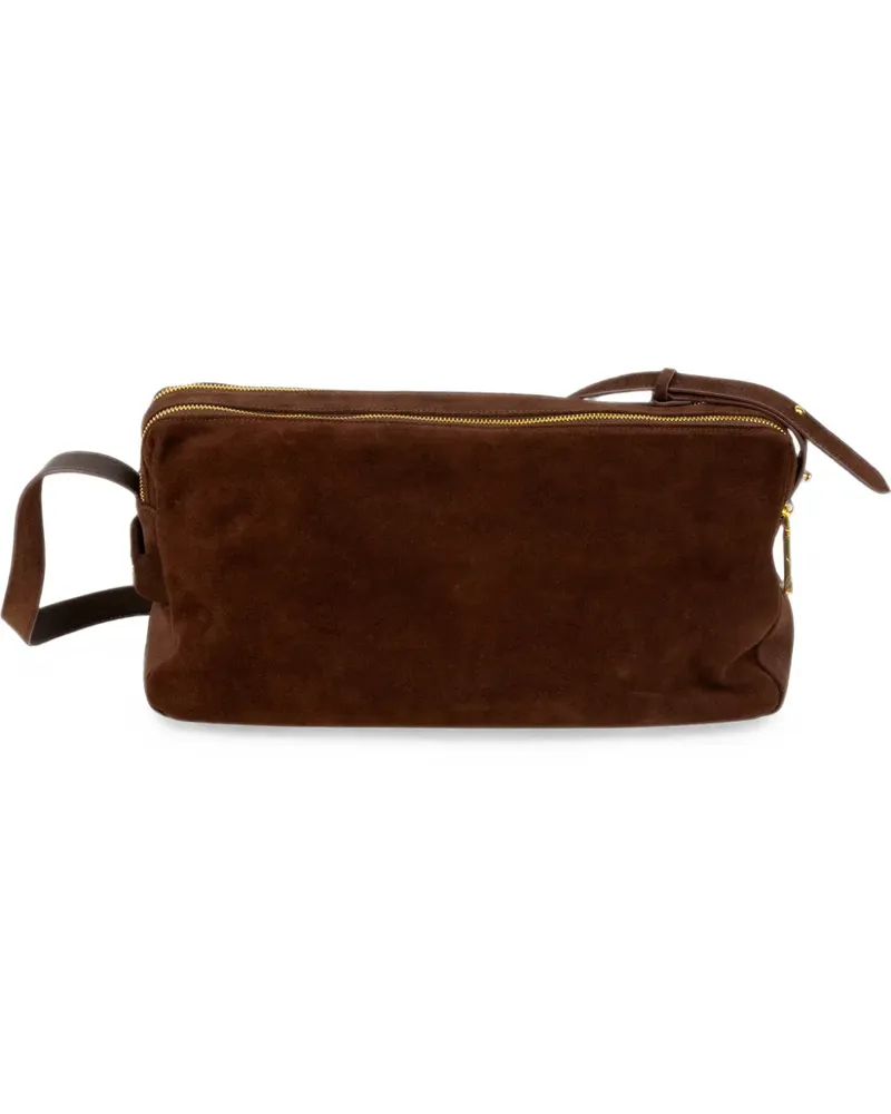 Ermanno Scervino Schultertasche aus Wildleder mit zwei Reißverschlüssen - Braun Braun