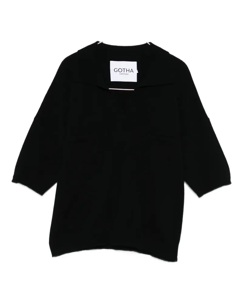 Gotha T-Shirt mit V-Ausschnitt - Schwarz Schwarz