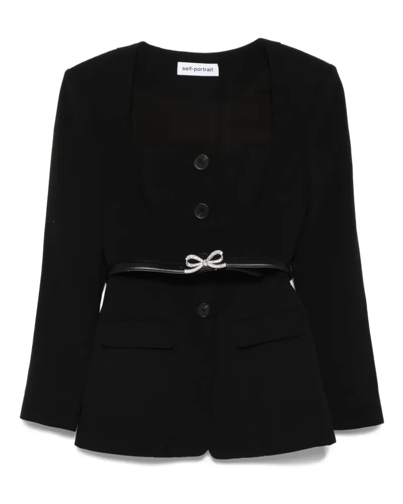 Self-Portrait Jacke mit Schleife - Schwarz Schwarz