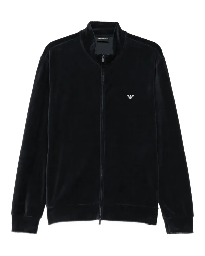 Emporio Armani Sweatshirtjacke aus Samt mit Reißverschluss - Blau Blau