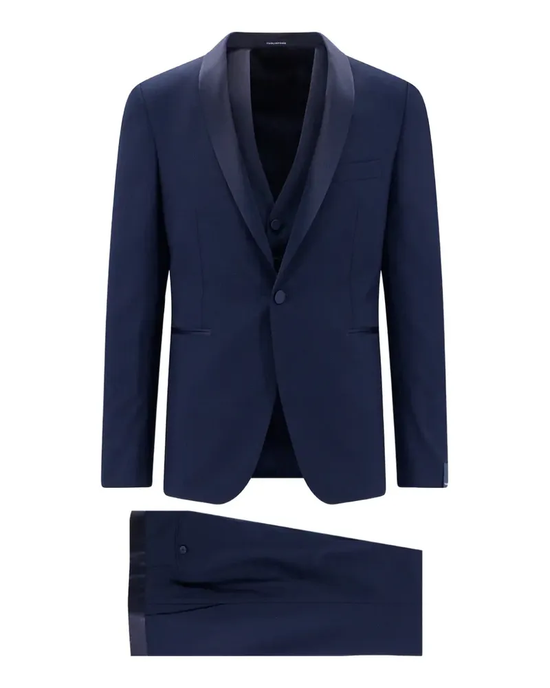 Tagliatore satin-trim three-piece suit - Blau Blau