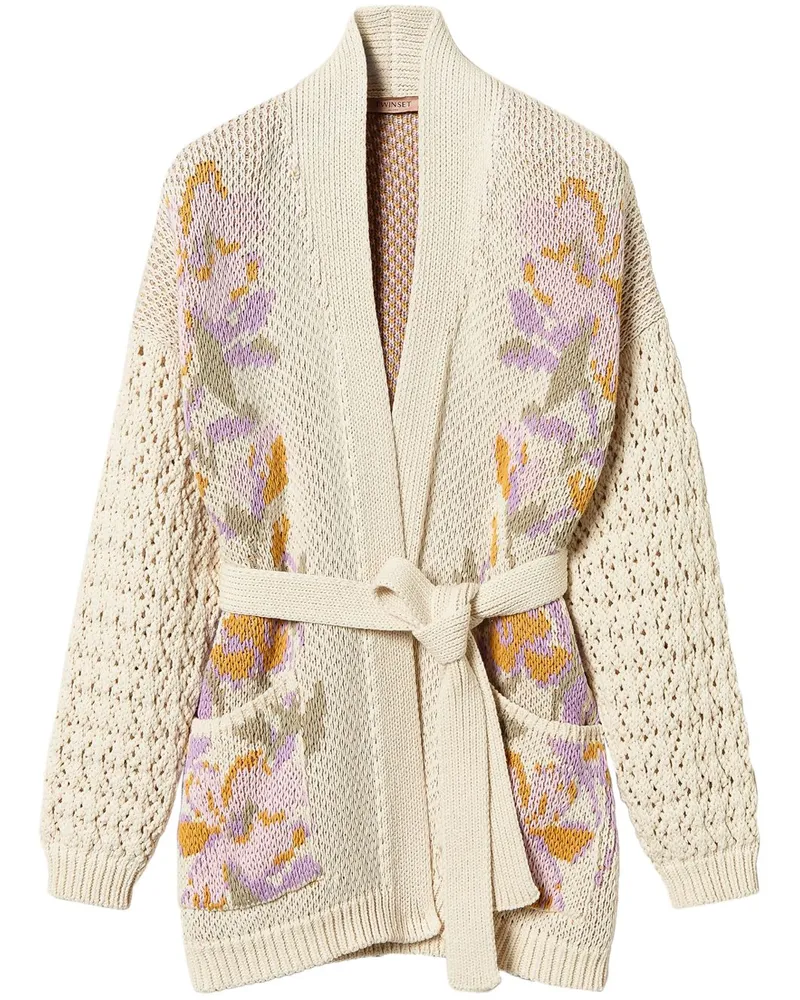 Twin-Set Cardigan mit Blumenmotiv - Weiß Weiß