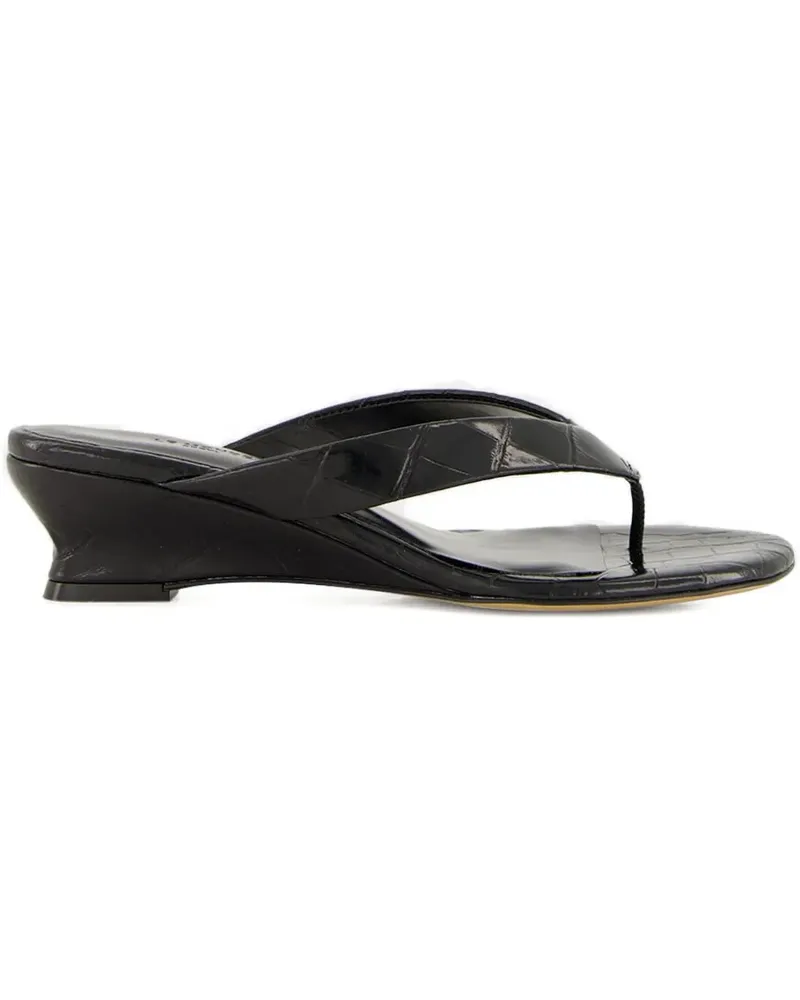 Le Monde Béryl Micro Wedge-Sandalen mit Zehensteg 40mm - Schwarz Schwarz