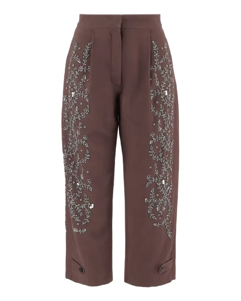 Stella McCartney bead-embellished barrel-leg trousers - Braun Braun