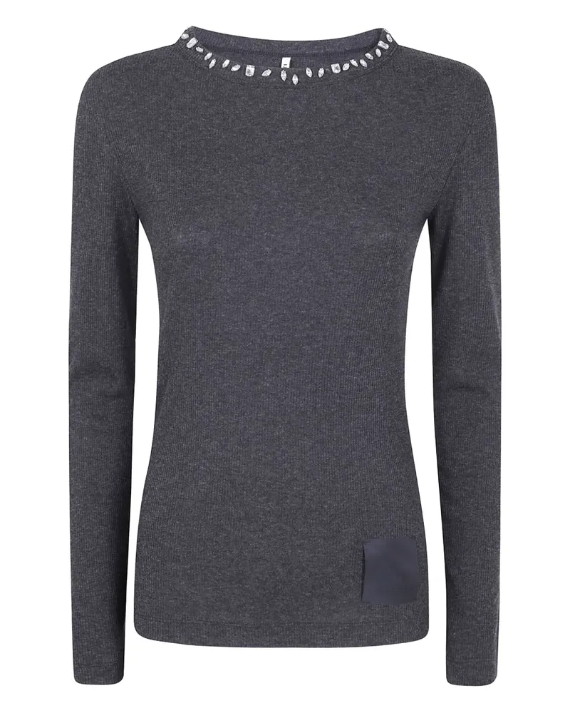 Liviana Conti Pullover mit verziertem Ausschnitt - Grau Grau