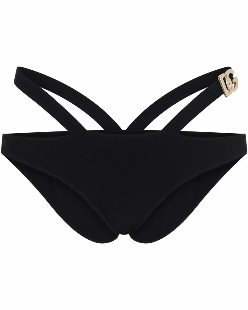Dolce & Gabbana Bikinihöschen mit Logo-Schild - Schwarz Schwarz