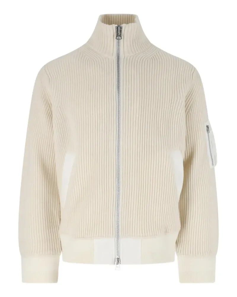 Sacai Gerippter Cardigan mit Reißverschluss - Weiß Weiß