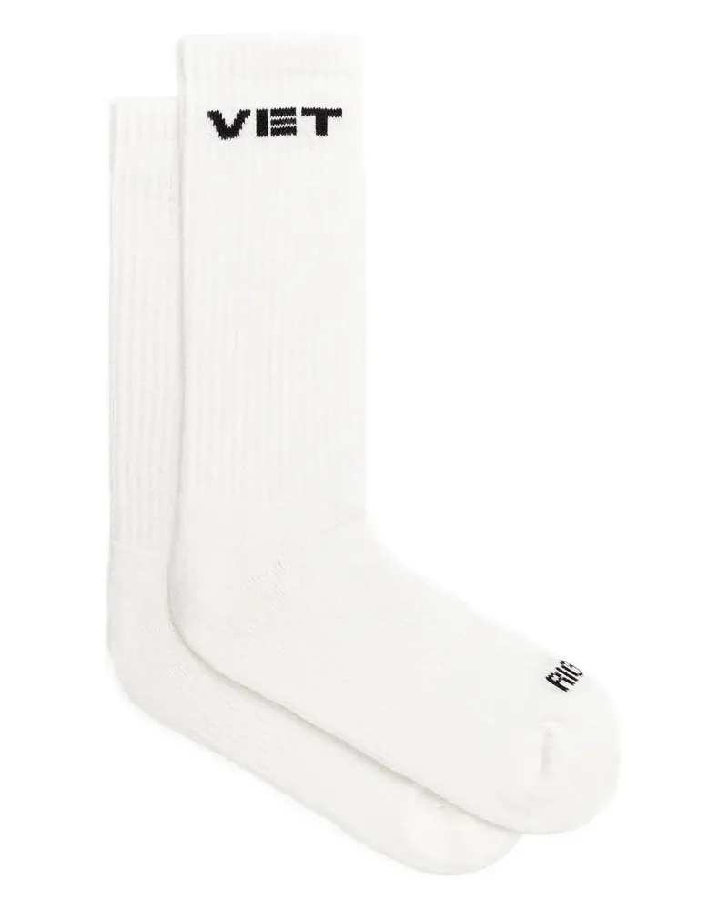 VETEMENTS logo-detail ribbed-knit socks - Weiß Weiß