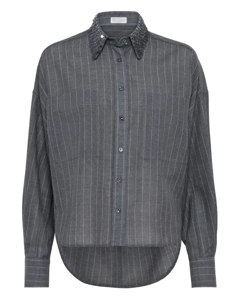 Brunello Cucinelli Gestreiftes Hemd - Grau Grau