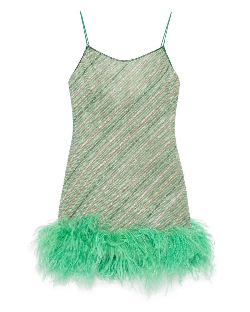 Oséree Minikleid mit Federbesatz - Grün Grün
