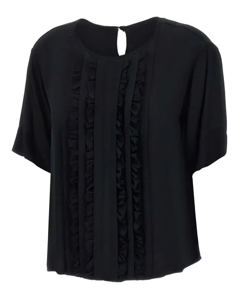 Kaos Bluse mit Rüschen - Schwarz Schwarz