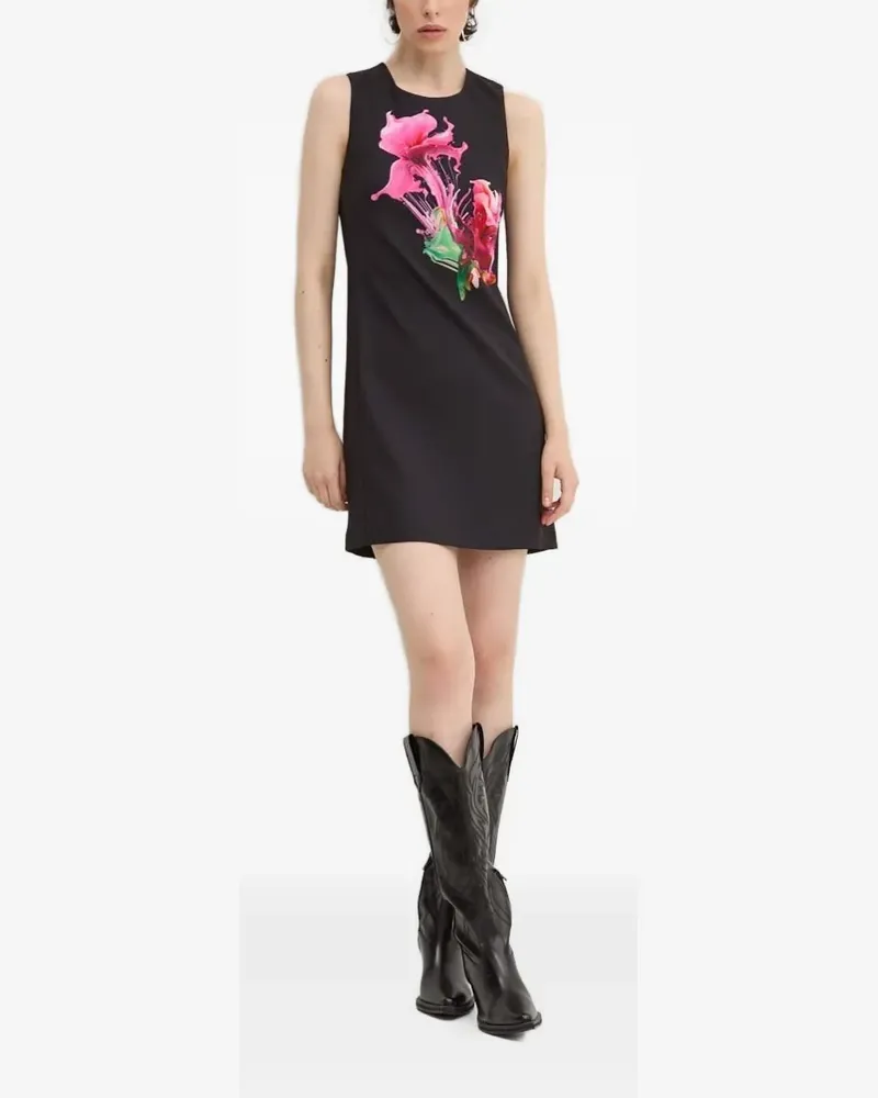 Desigual Trägerloses Kleid mit Blumen-Print - Schwarz Schwarz