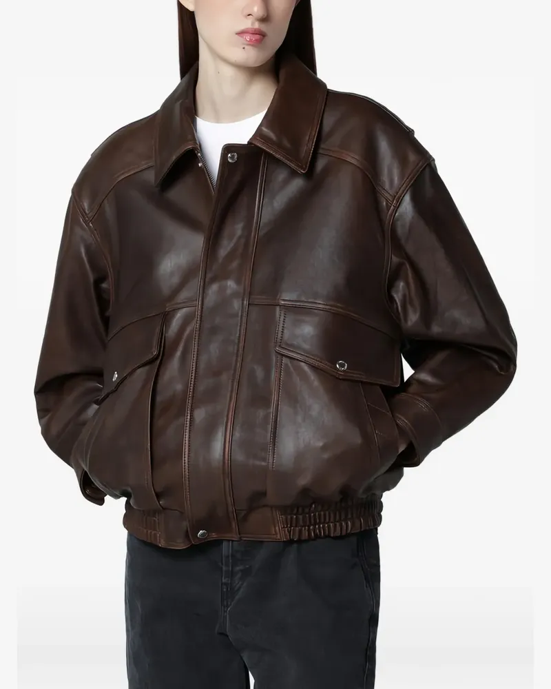 Dunst Oversized-Lederjacke - Braun Braun