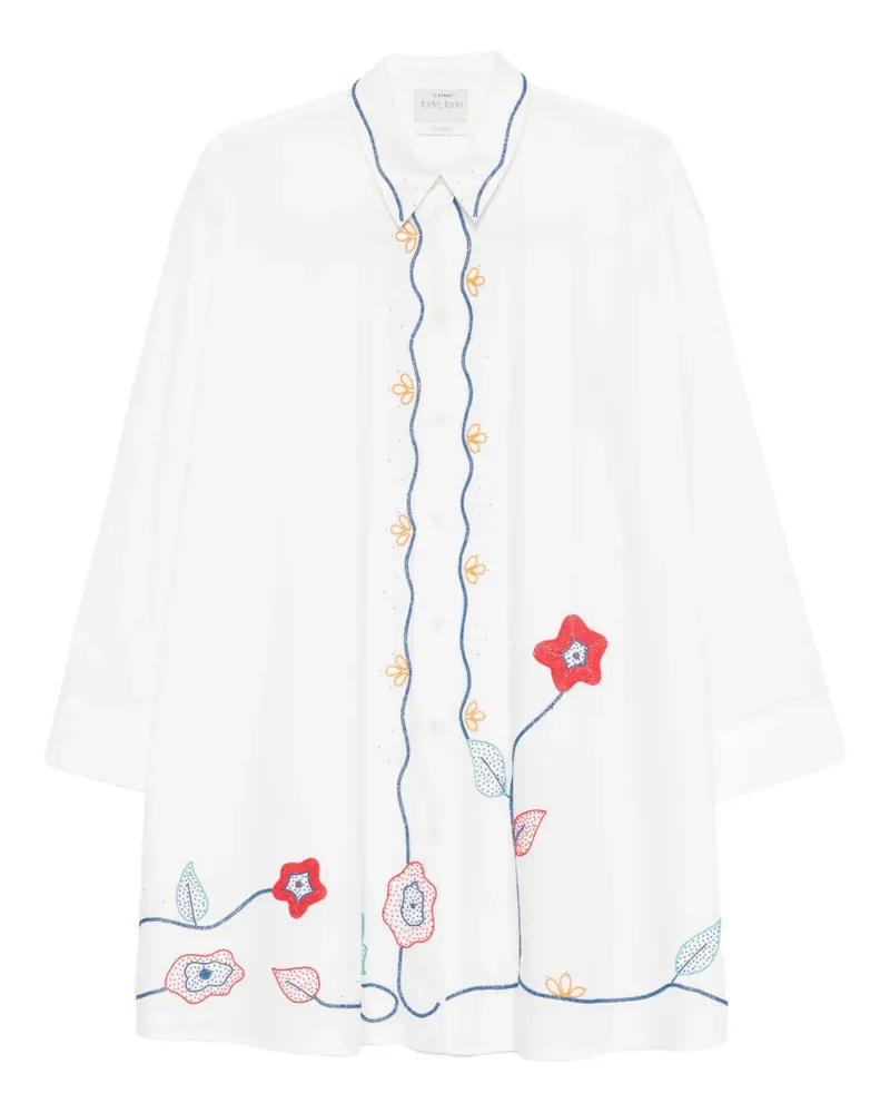 forte_forte Kleid mit Blumenstickerei - Weiß Weiß
