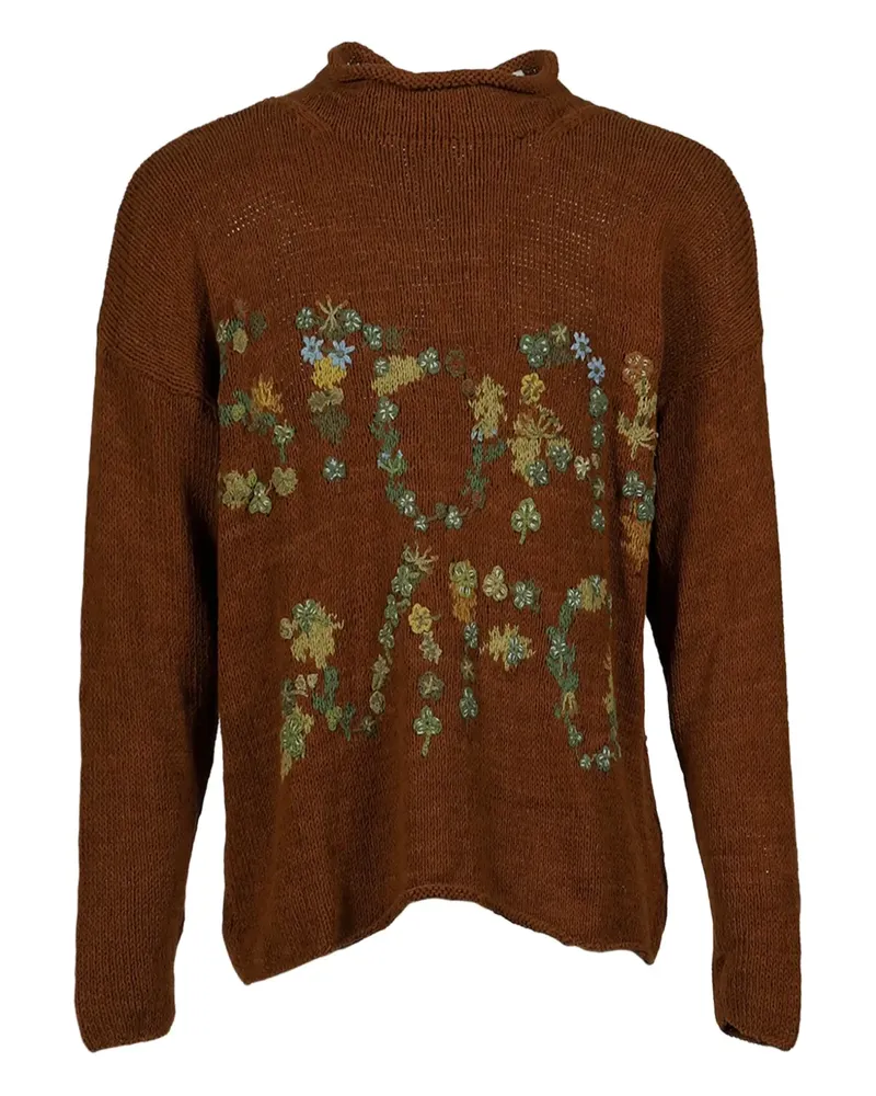 STORY mfg. Twinsun Strickpullover mit Blumenstickerei - Braun Braun
