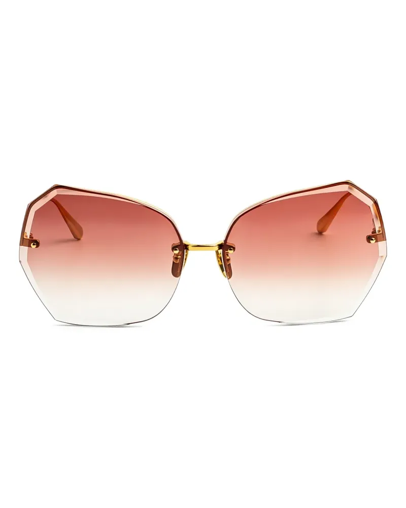 Linda Farrow Sonnenbrille mit geometrischem Gestell - Gold Gold
