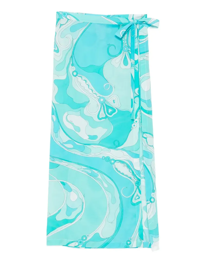 Emilio Pucci Orchidee side tie cotton muslin maxi skirt - Blau Blau