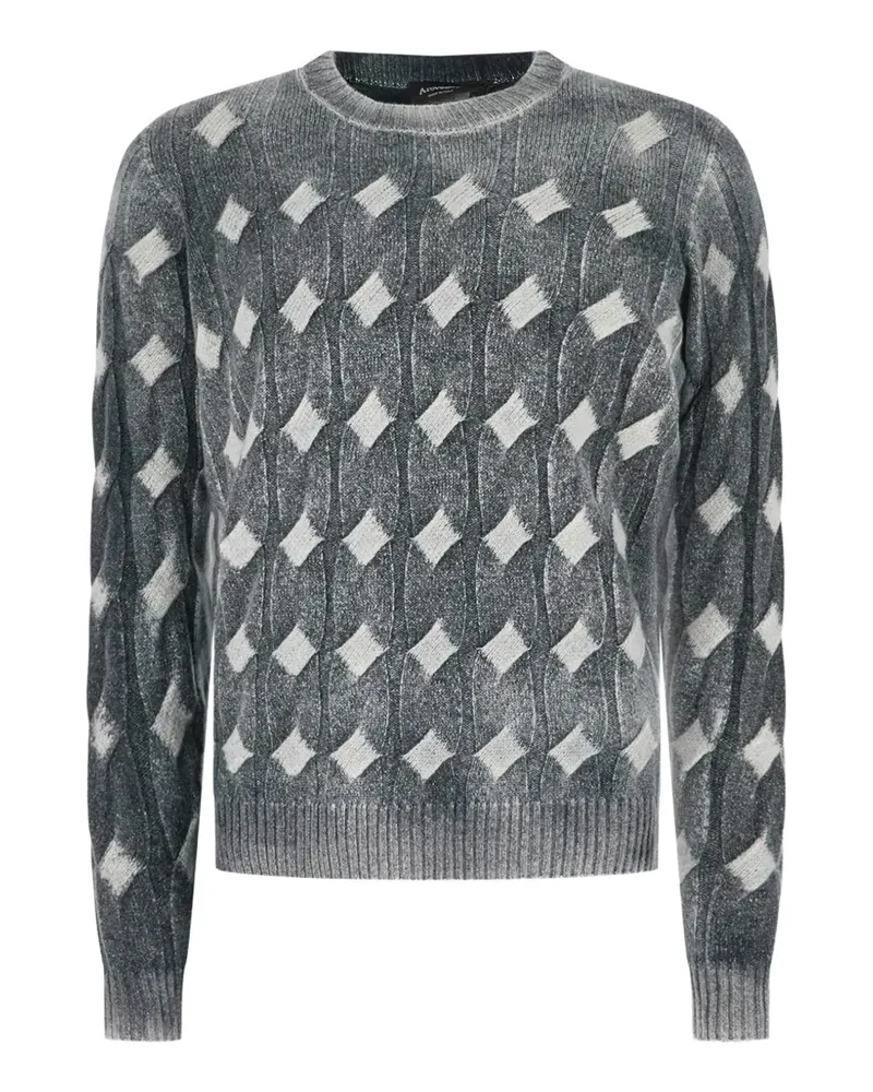Arovescio Rautenmuster-Pullover mit Zopfmuster - Blau Blau