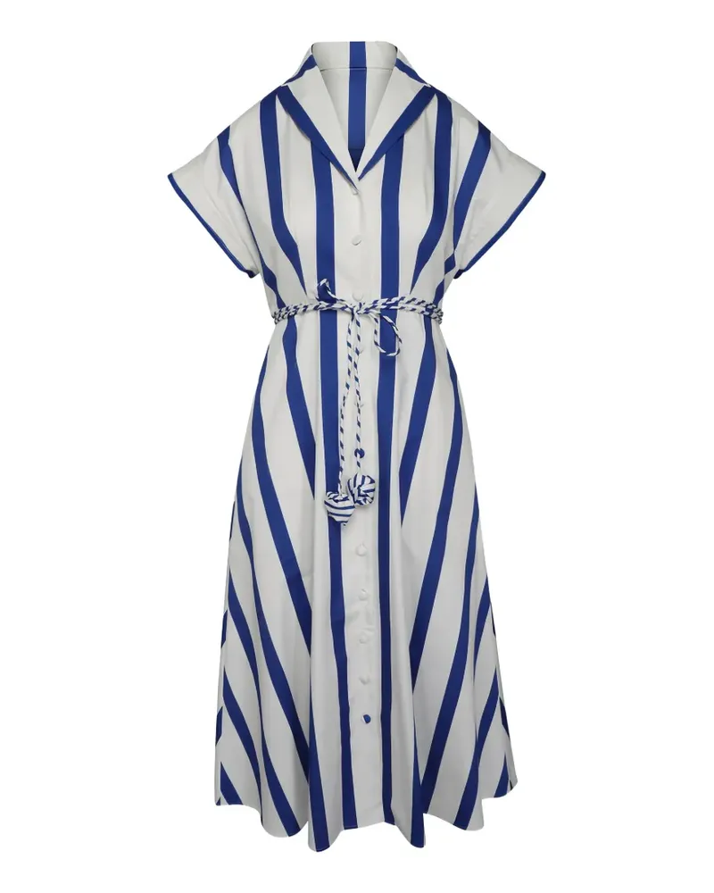 LEO LIN Gestreiftes Aubrey Midikleid - Blau Blau